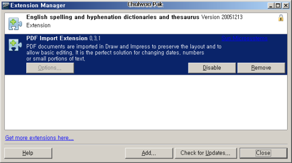 OpenOffice.org Extension Manager