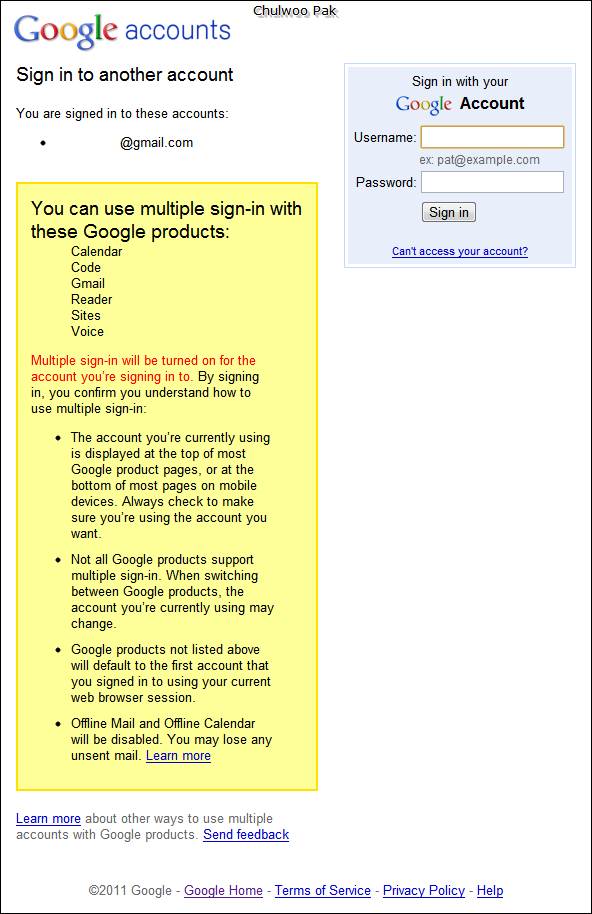 [Google accounts] Sign in to multiple Google Accounts
