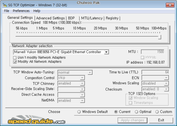 SG TCP Optimizer