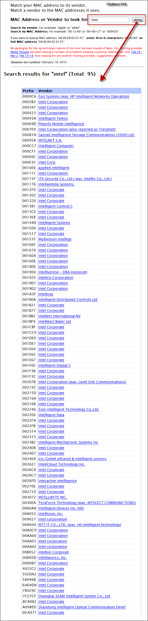 Vendor/Ethernet/Bluetooth MAC Address Lookup and Search
