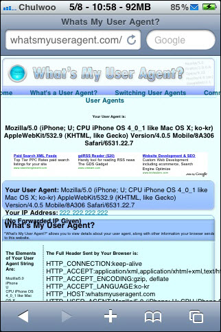 User Agent for iPhone Safari