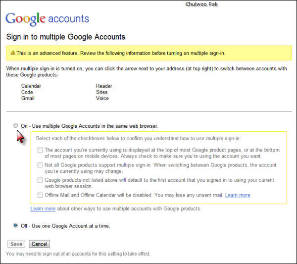 [Google accounts] Sign in to multiple Google Accounts