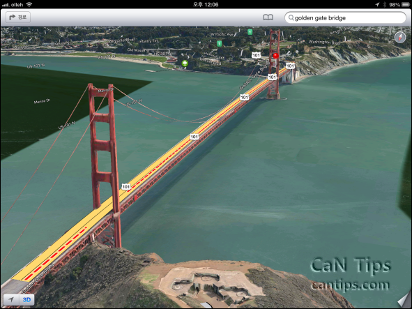 iOS 6 애플 지도에서 3D로 본 금문교