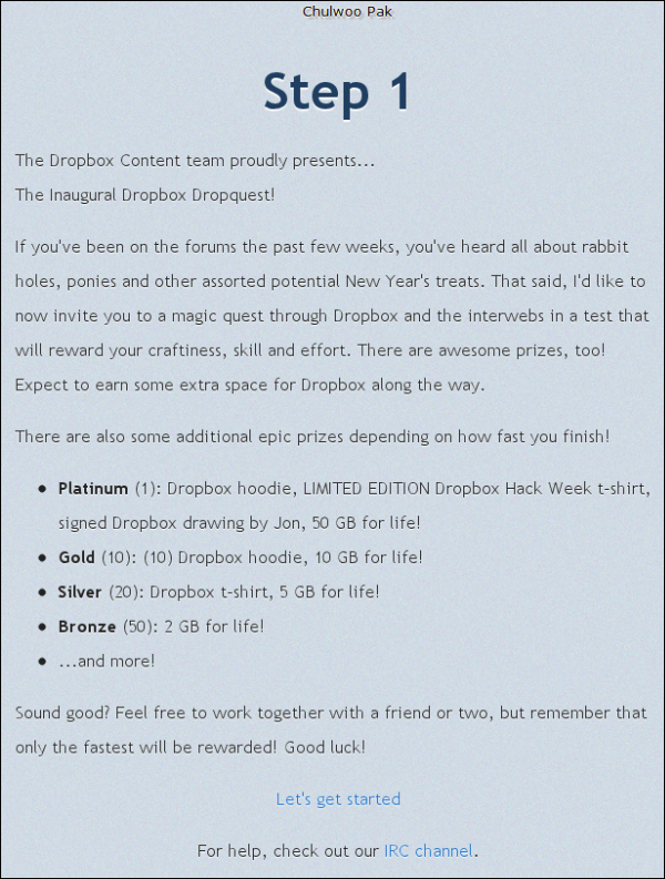 Dropbox에서 무료로 1GB 추가하기 퀴즈 이벤트 중이미지