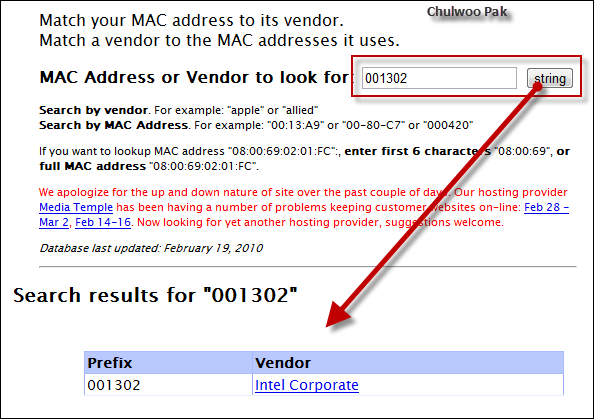Vendor/Ethernet/Bluetooth MAC Address Lookup and Search