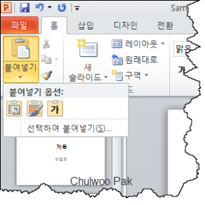 PowerPoint 2010 붙여넣기 옵션